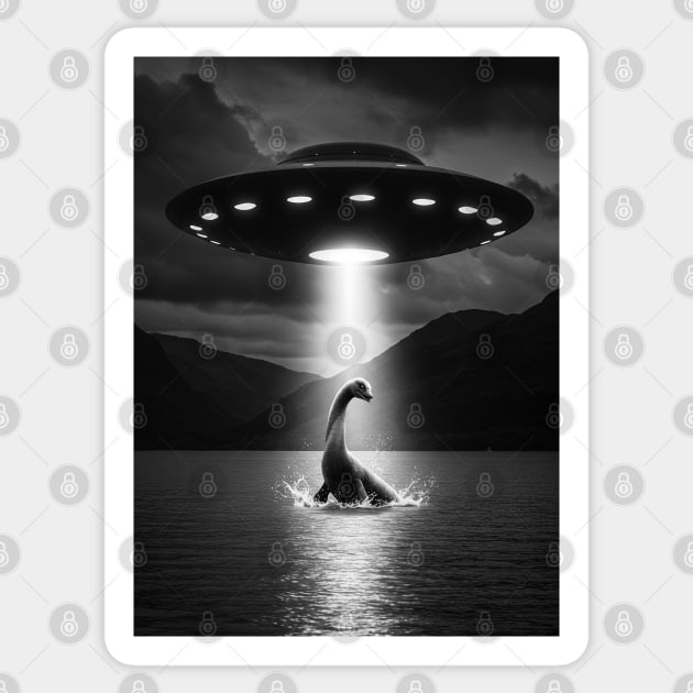 Loch Ness and UFO Sticker by Megadorim